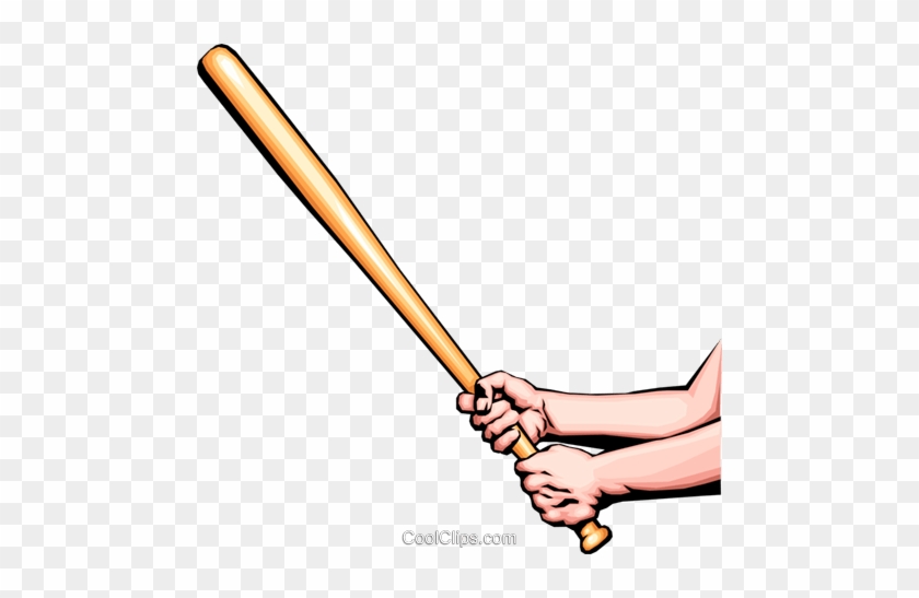Hand With Baseball Bat Royalty Free Vector Clip Art - Hands Holding Baseball Bat #1407927