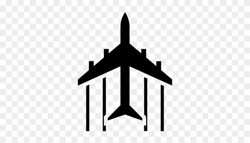 Airplane Flight Pointing Up Vector - Airplane Black And White #1408052
