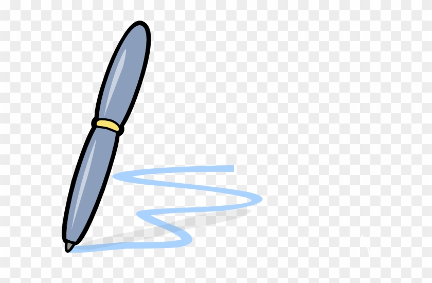 Pen With Blue Line Clip Art At Clker Com Vector Clip - Cartoon Paper And Pen #1408078