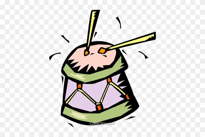 Drum With Drumsticks Royalty Free Vector Clip Art Illustration - Musical Instrument #1408296