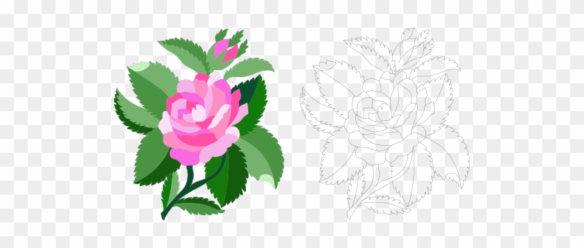 Design For Damask Rose - Clip Art #1408350