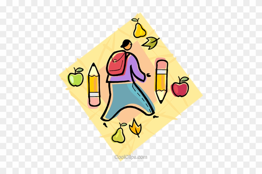 Boy On His Way Back To School Royalty Free Vector Clip - Boy On His Way Back To School Royalty Free Vector Clip #1408383