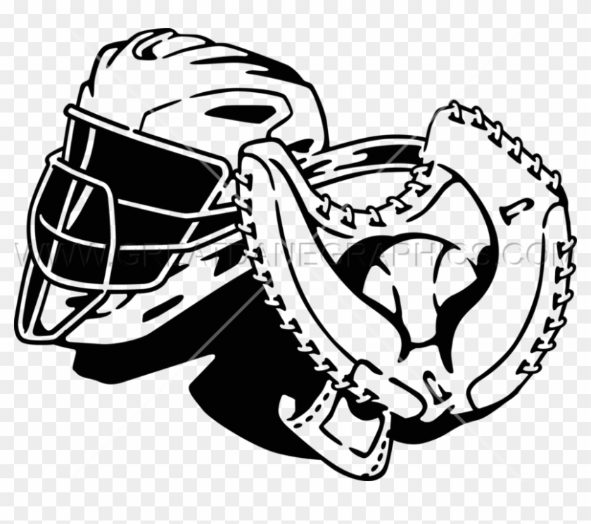 Freeuse Stock Baseball Catchers Gear - Baseball Catchers Mask Drawing #1408404