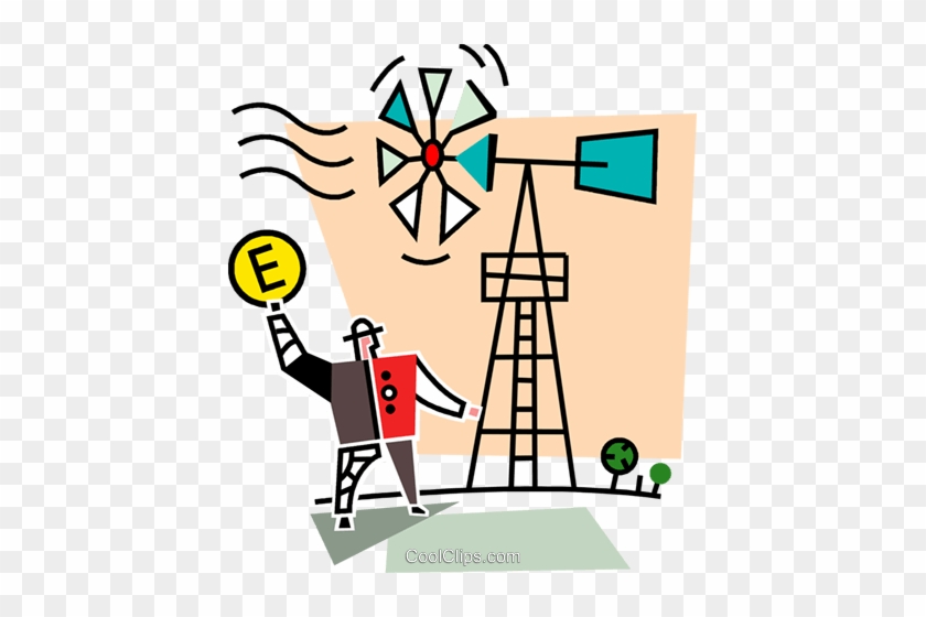Man With A Windmill Royalty Free Vector Clip Art Illustration - Clip Art #1408541