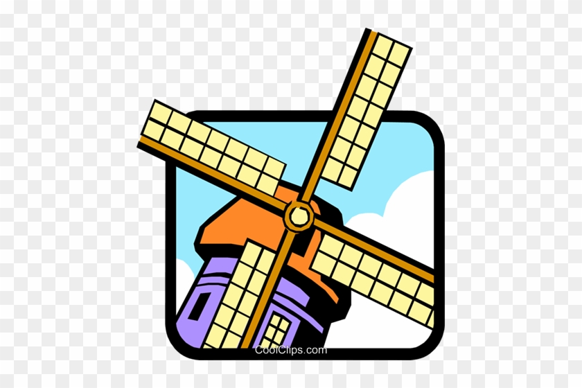Dutch Windmill Royalty Free Vector Clip Art Illustration - Kinderdijk #1408544