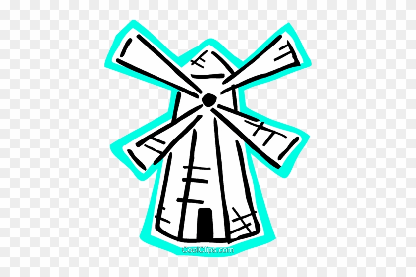 Dutch Windmill Royalty Free Vector Clip Art Illustration - Windmühle Clipart #1408551