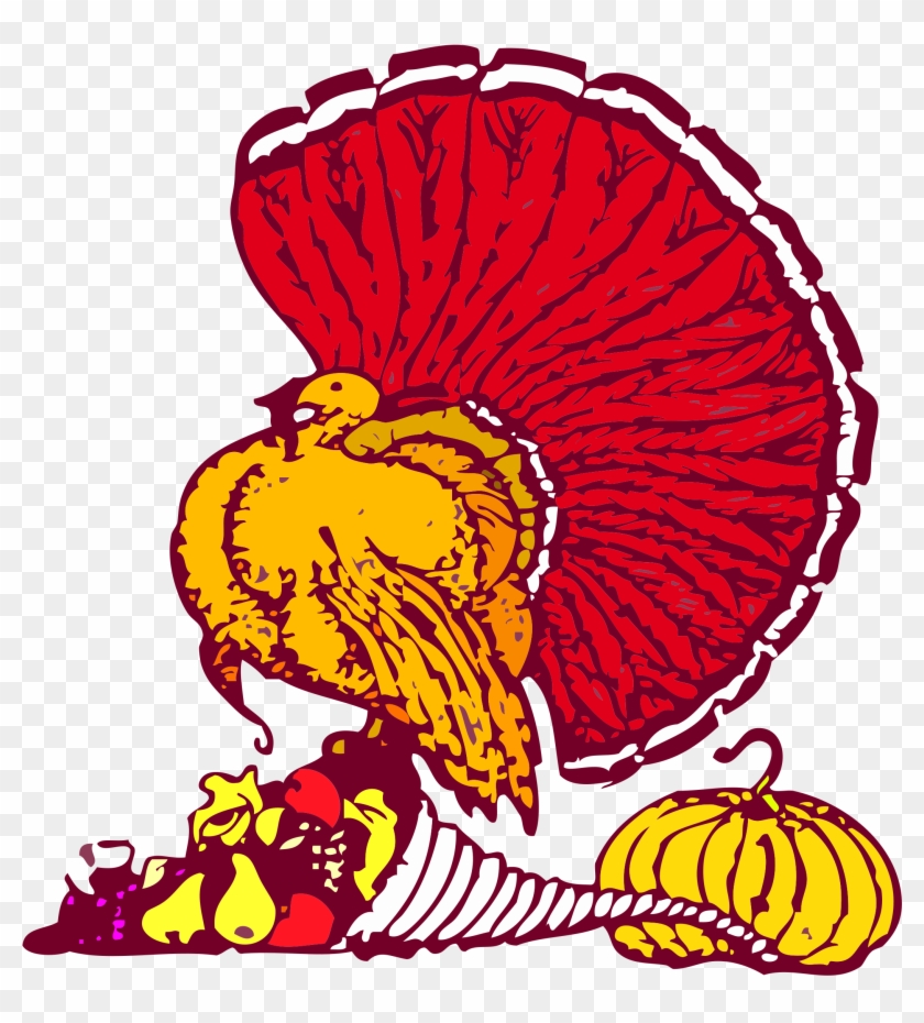 Thanksgiving Turkey And Harvest - Thanksgiving Turkey Cornucopia Shower Curtain #1408838