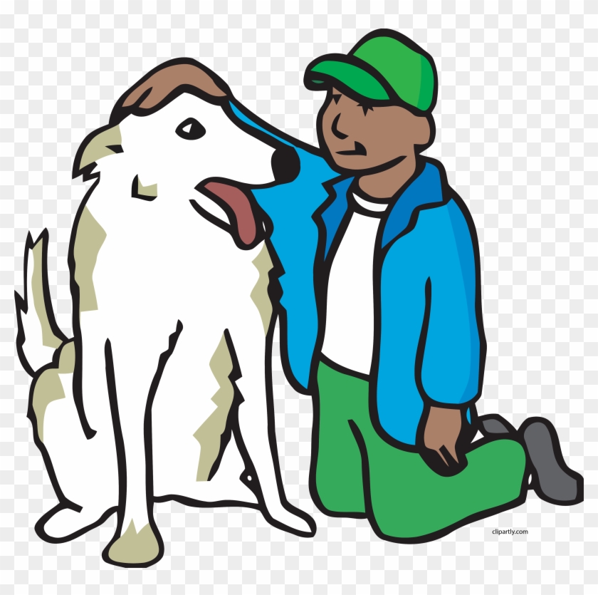 Boy Petting Dog Clipart Png - Cartoon Petting A Dog #1408842
