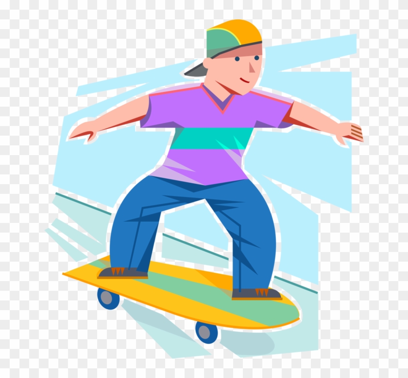 Vector Illustration Of Young Adolescent Skateboarder - Skateboarding #1409076