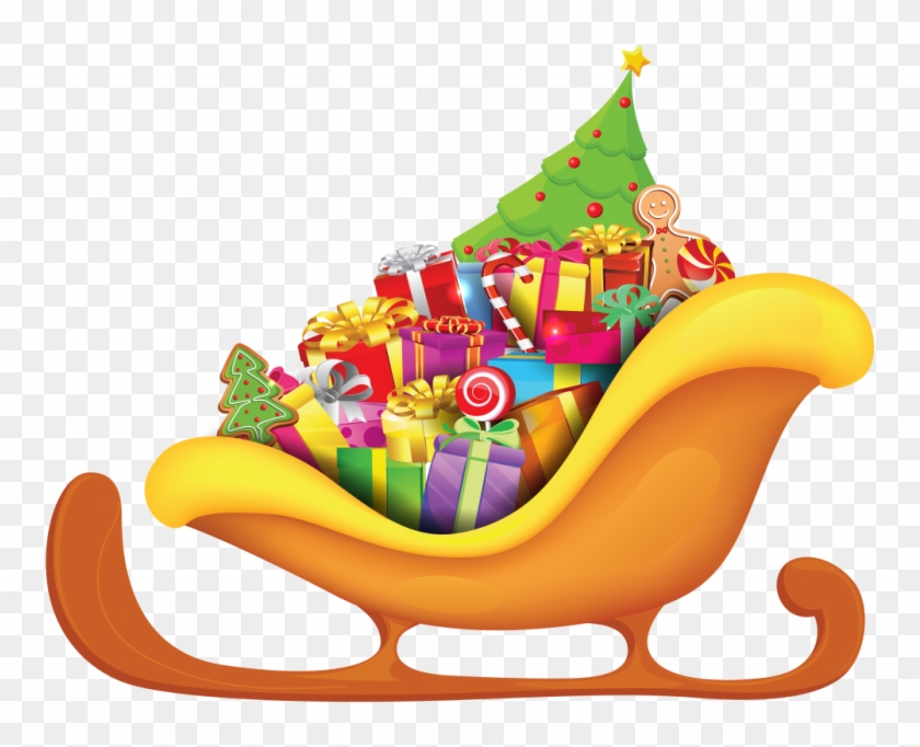 Christmas Sleigh Clipart - Сани Деда Мороза Png #1409352