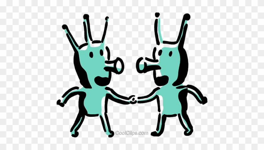 Aliens Shaking Hands Royalty Free Vector Clip Art Illustration - Aliens Shaking Hands Royalty Free Vector Clip Art Illustration #1409748