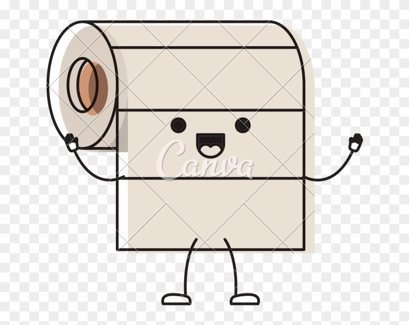 Kawaii Cartoon Roll Paper Towel In Colorful Watercolor - Toilet Paper Roll  Cartoon - Free Transparent PNG Clipart Images Download