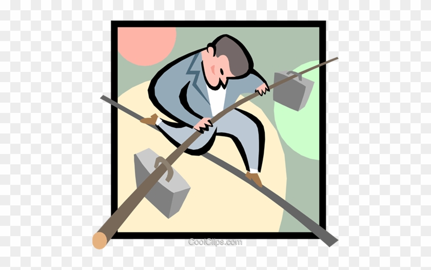 Balancing Business Man Royalty Free Vector Clip Art - Cartoon #1409988
