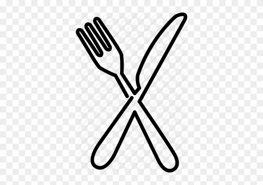 Fork Drawing Cutlery Dinner Eat Food Fork Knife Utensils - Fork And Knife Drawing Png #1410460