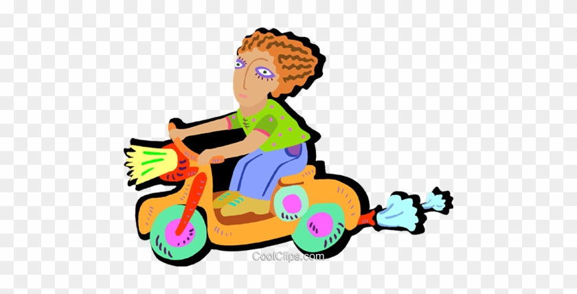 Young Child Riding Scooter Royalty Free Vector Clip - Short Story #1410722