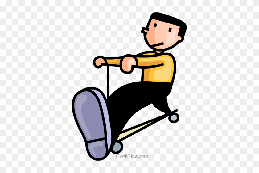 Boy On His Scooter Royalty Free Vector Clip Art Illustration - Boy On His Scooter Royalty Free Vector Clip Art Illustration #1410746
