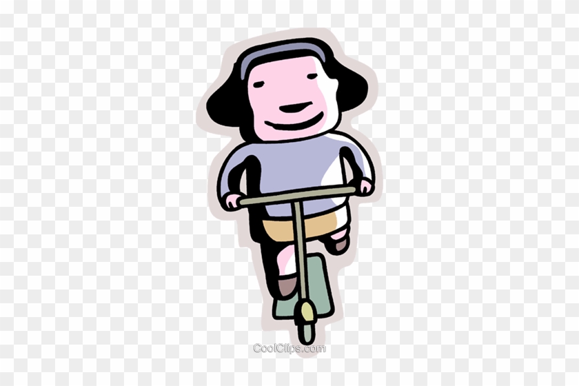 Girl Riding Her Scooter Royalty Free Vector Clip Art - Cartoon #1410748
