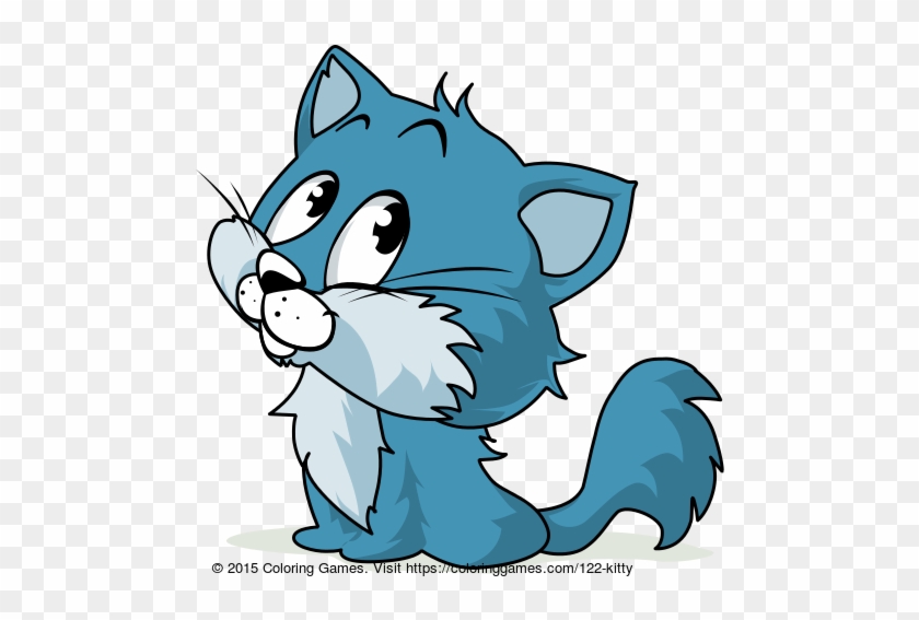 Kitty Coloring Page - Blaue Katze Clipart #1411371