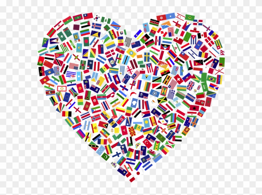 Jpg Royalty Free Unity Clipart All Hands Meeting - All Flags In A Heart #1411378