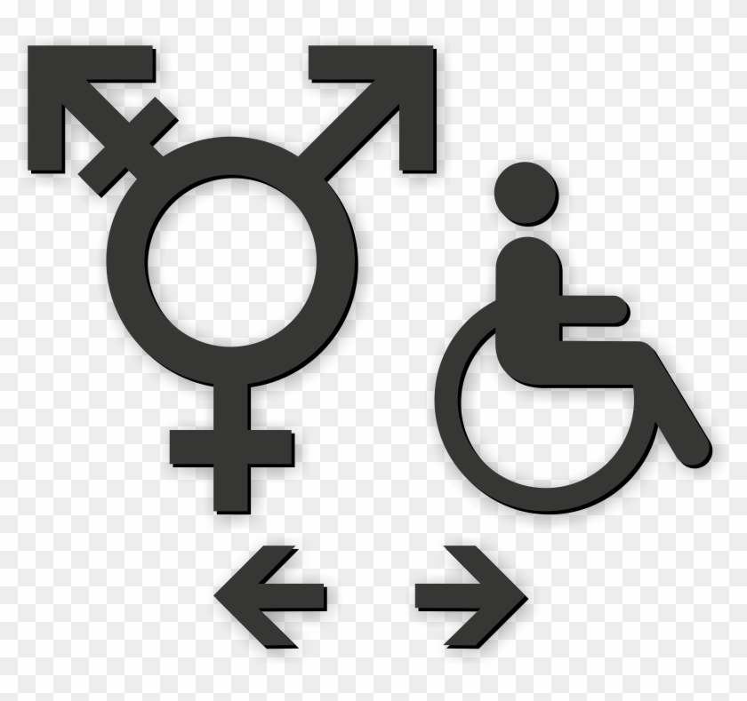 Handicap Gender Neutral Symbol Restroom Die Cut Sign - Gender Neutral Sign #1411434