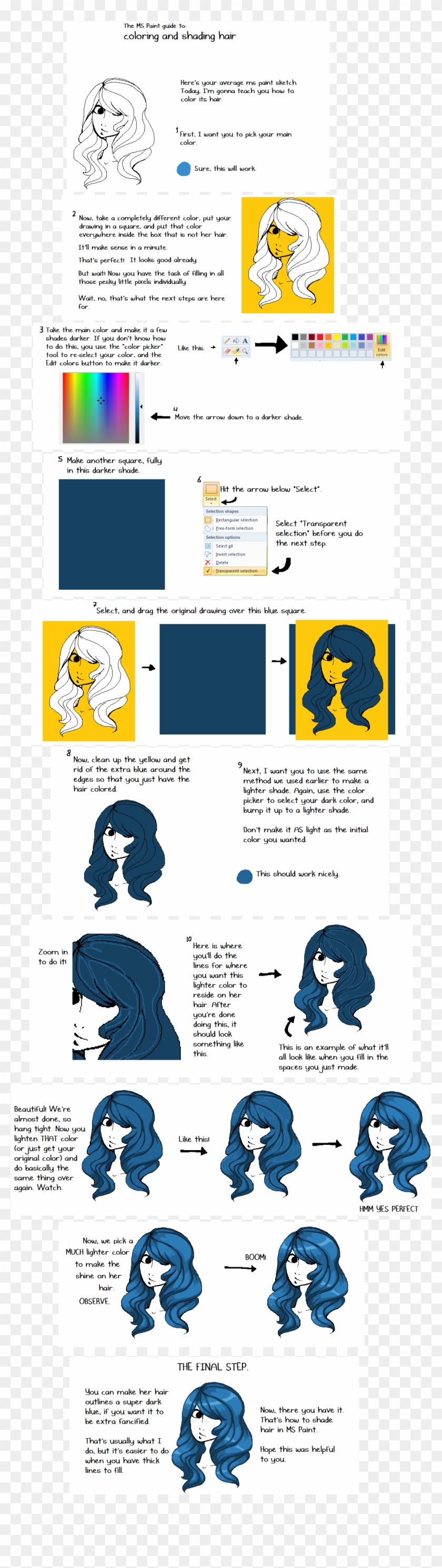 how to shade hair digital art