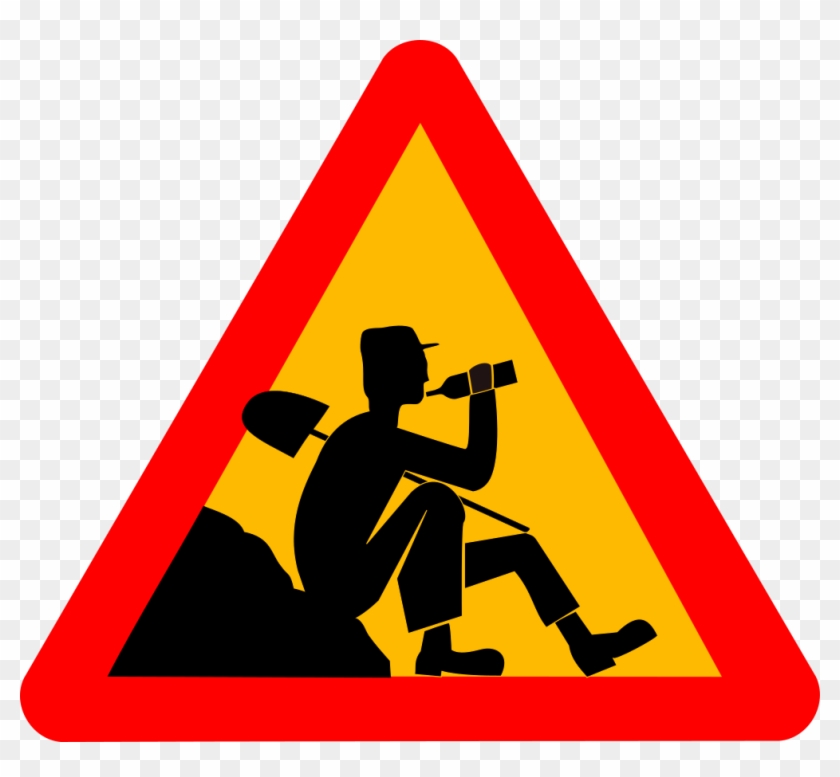 Cartoon Men At Work Clip Art - Falling Rocks Traffic Sign #219132