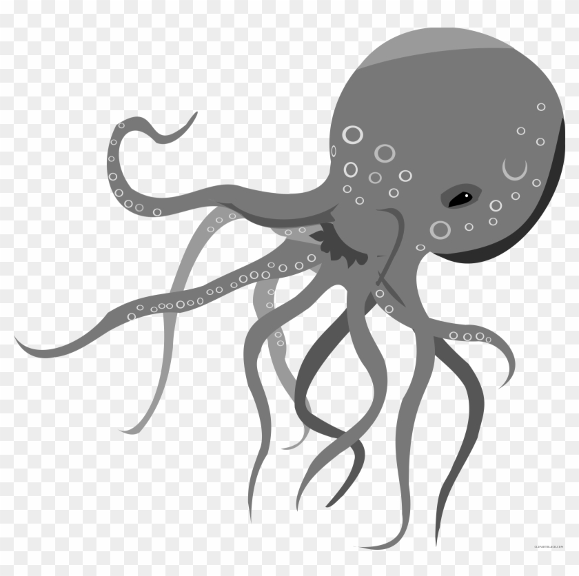 Awesome Octopus Animal Free Black White Clipart Images - Cute Cartoon Octopus Round Ornament #219349