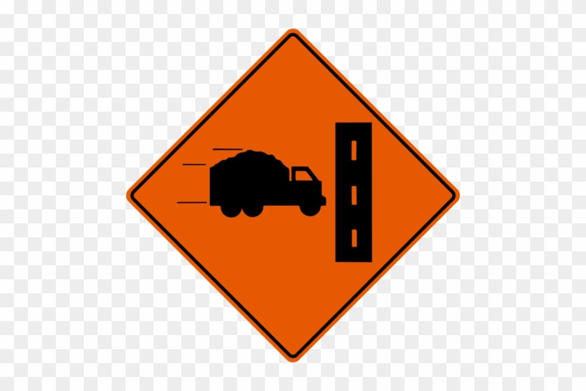Trucks Entering From Left - Construction Sign In French #220020