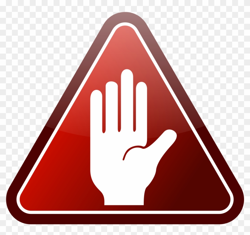 Triangle Clipart Red - Triangle With Hand Traffic Sign #220114
