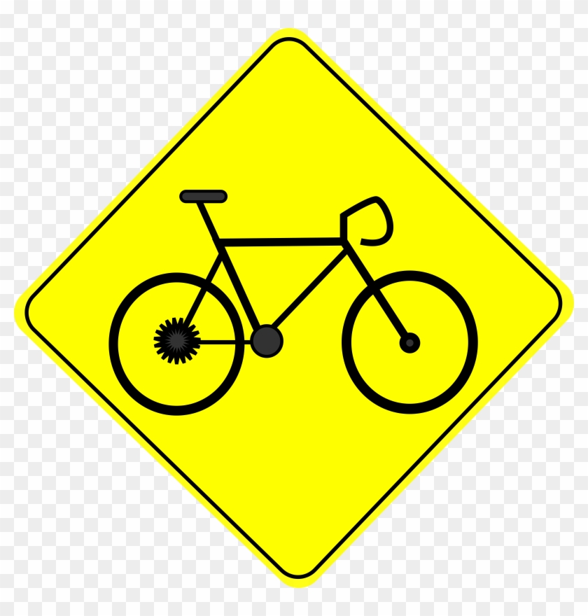 Crossing Caution Road Sign - Bicycle Clip Art #220139