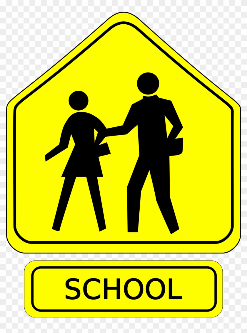 Clipart School Crossing Caution - School Zone Sign Clip Art #220148