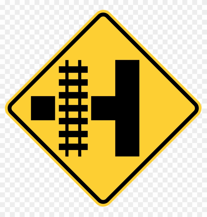 File - Mutcd W10-3l - Svg - Side Road At A Railroad Crossing Sign #220287