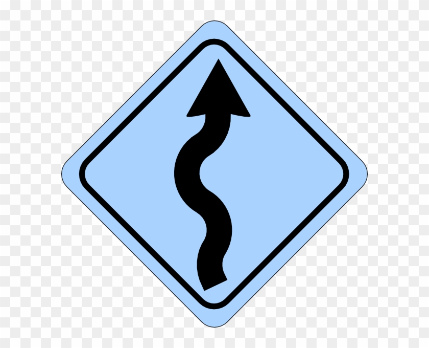 Blue Curvy Road Ahead Sign Clip Art At Clker - Curvy Road Sign #220322