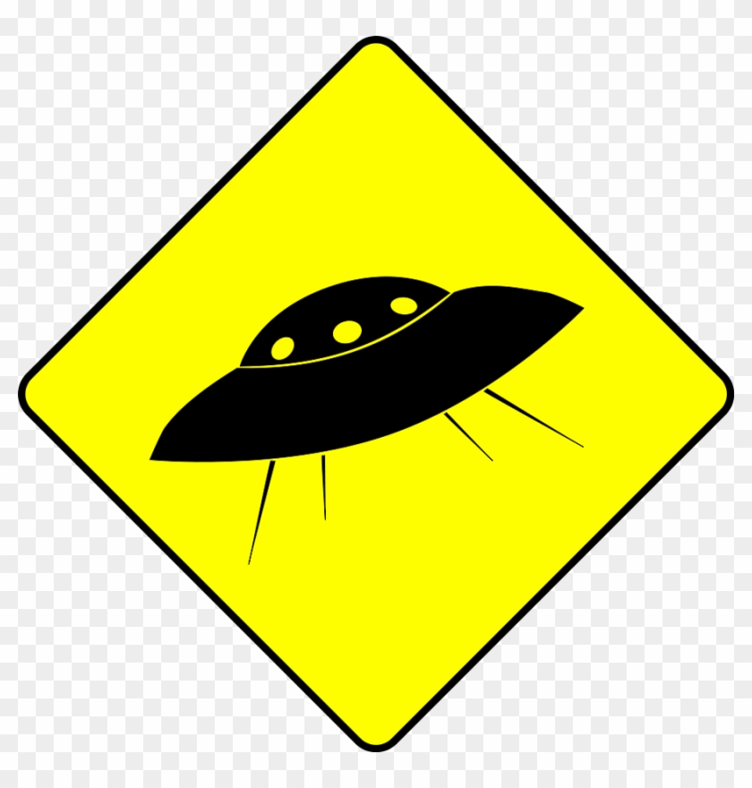 File - Caution Ufo - Svg - Road Sign With Car #220386