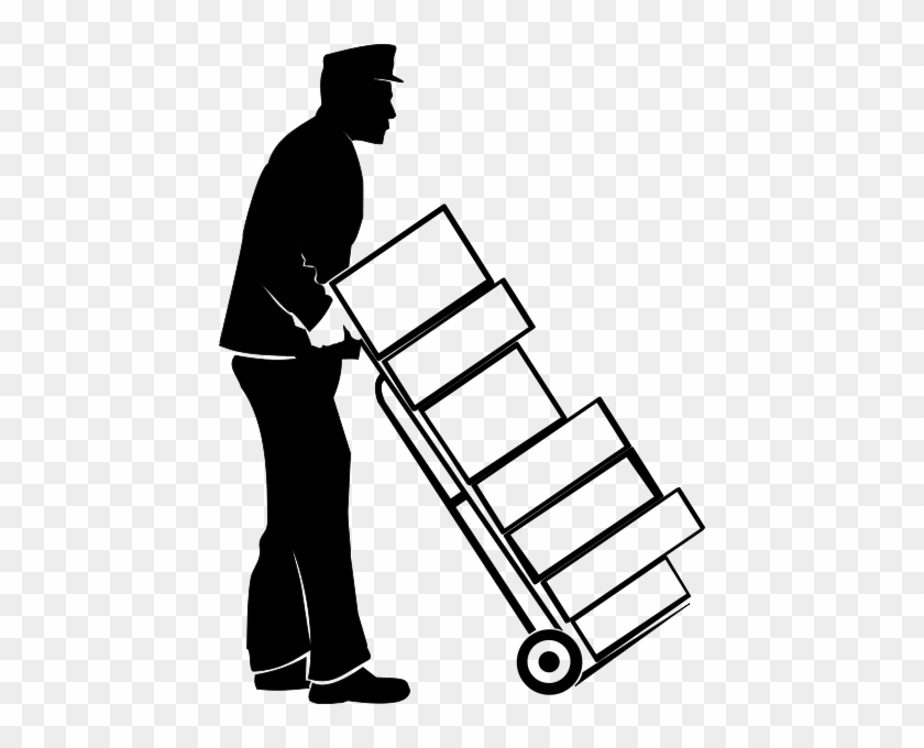 Trolley - Clipart - Moving Boxes Black And White #220873