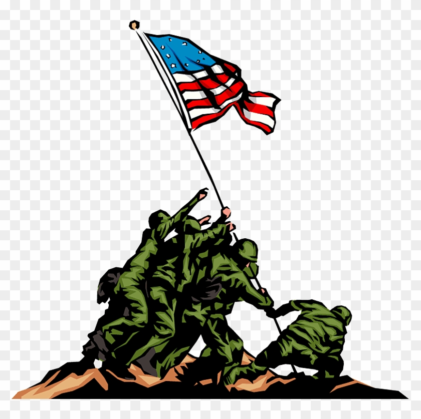 Free Veterans Day Clip Art In Vector Format 3 - Soldiers Putting Up American Flag #221028