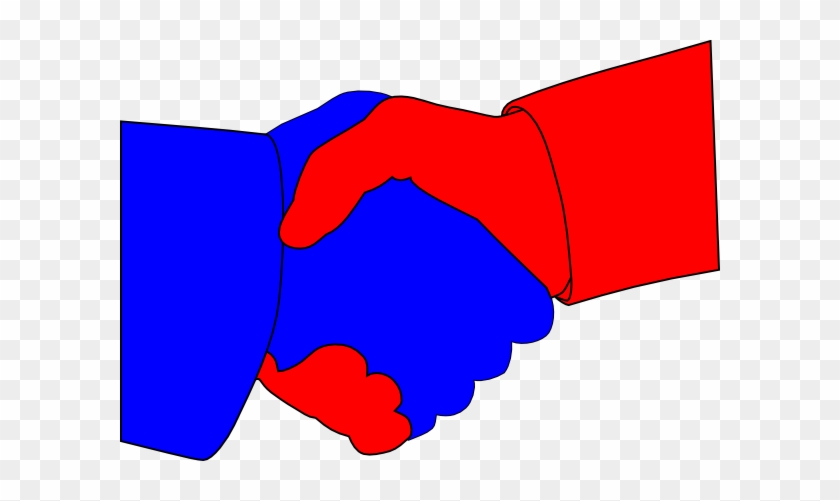 Hand Shake Svg Clip Arts 600 X 421 Px - Blue And Red Hands #221180