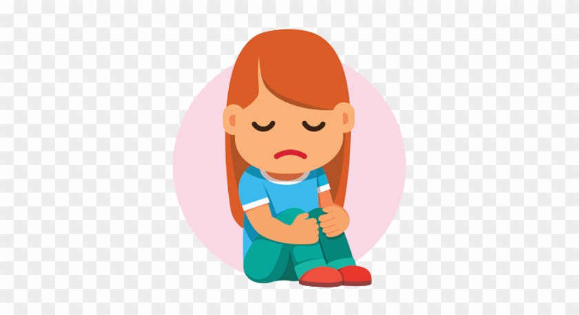 Sad Child Clipart Png - Cartoon Sad Girl Sitting #221273