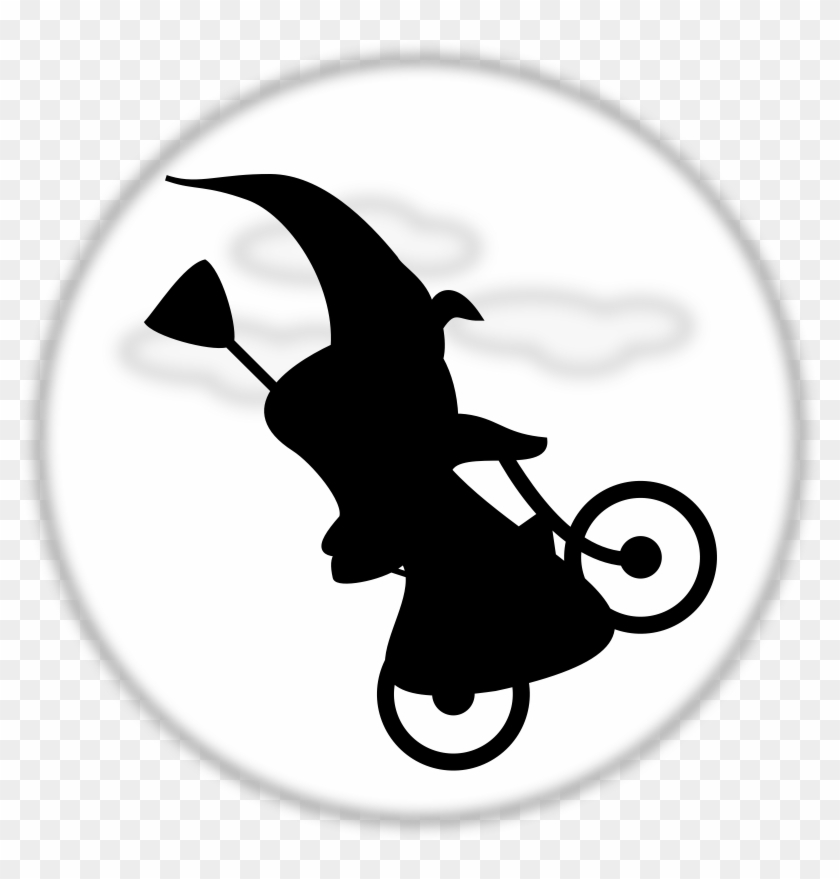 Silhouetted Witch Flying On A Bicycle - Brujas En Cicla #221395