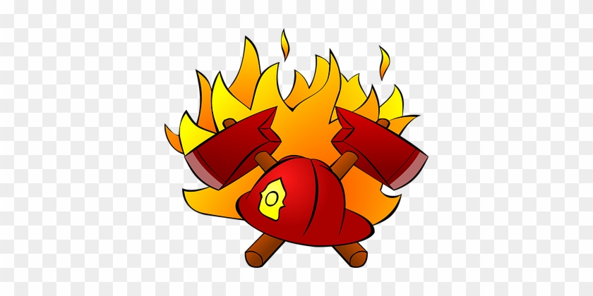 Feuerwehr Axt Wappen Feuer Hut Symbol Flam - Firefighter Clipart #221639
