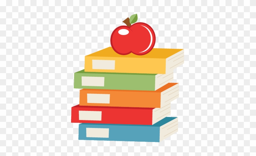 Apple On Books Svg Scrapbook Cut File Cute Clipart - Apple And Books ...