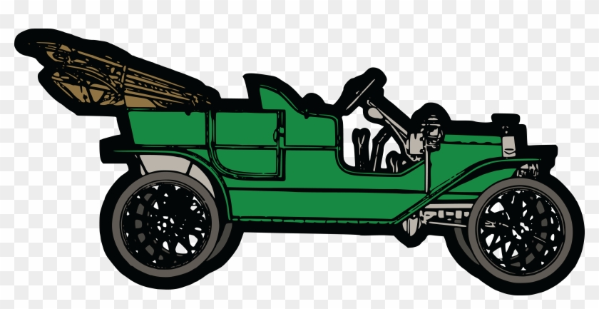Free Clipart Of A Convertible Green Vintage Car - Ford Model T Clipart #222208