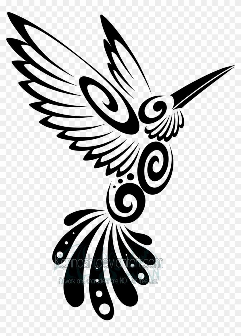 Svg Freeuse Library Tribal Hummingbird By Kannashi - Tribal Hummingbird Black And White Clipart #1411654