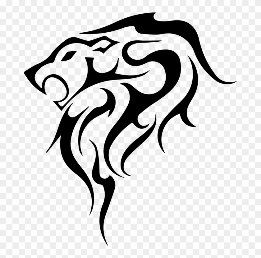 Lion Tattoo Flash Tribe Mane - Small Tribal Lion Tattoo #1411657