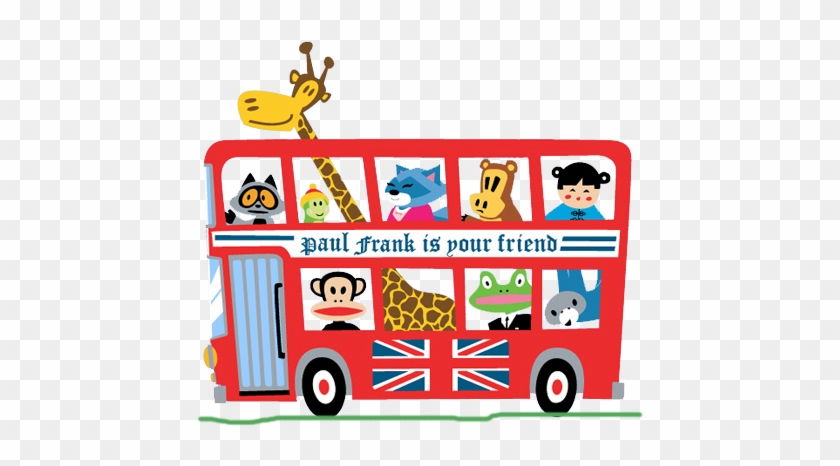 Double Deck Bus Paul Frank, Art Clipart, Double Deck, - England Bus Cartoon #1411720