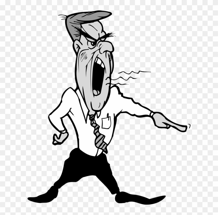 Shouting Man Line Art Person Human Behavior - Shouting Clipart Black And White #1412333