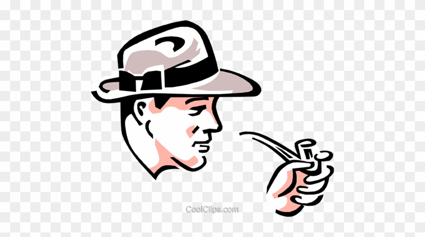 Man With Pipe Royalty Free Vector Clip Art Illustration - Homem Fumando Cachimbo Desenho #1412421