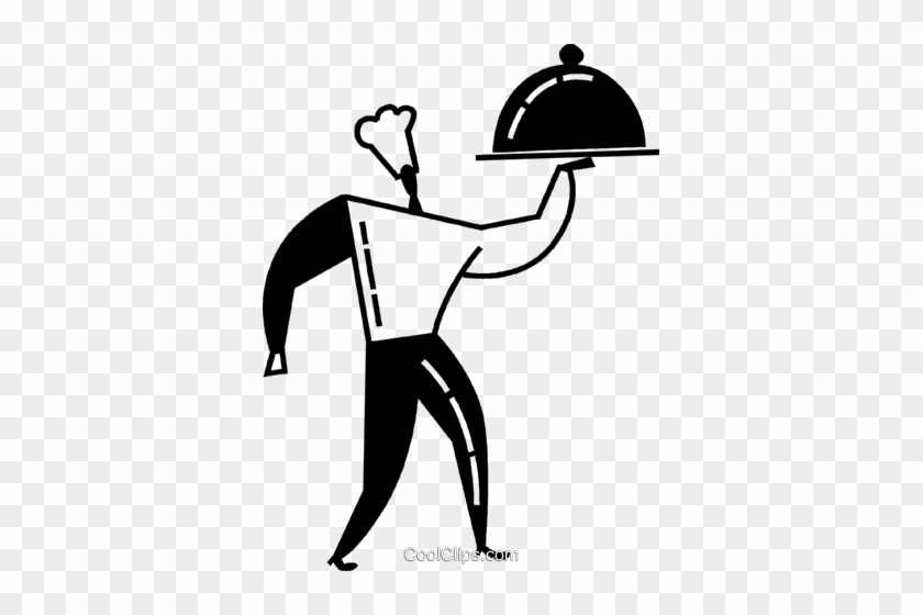 Waiter Serving Food Royalty Free Vector Clip Art Illustration - Food #1412519