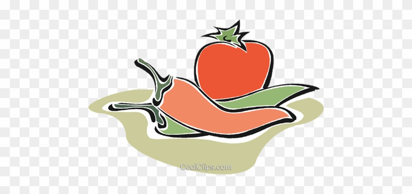 Tomato With Red Peppers Royalty Free Vector Clip Art - Tomato #1412713