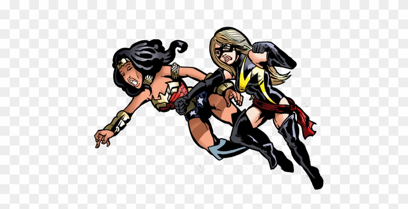 Drawing Marvel Wonder Woman Png Royalty Free - Ms Marvel Vs Wonder Woman #1412720